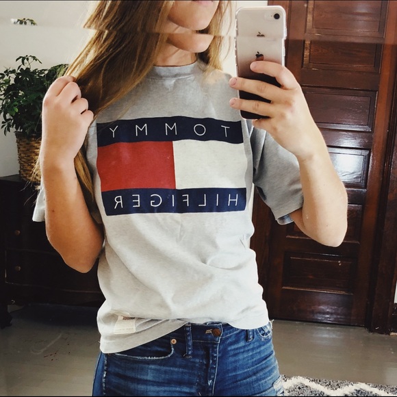 Vintage Tops - Vintage Tommy Hilfiger Spellout Tee